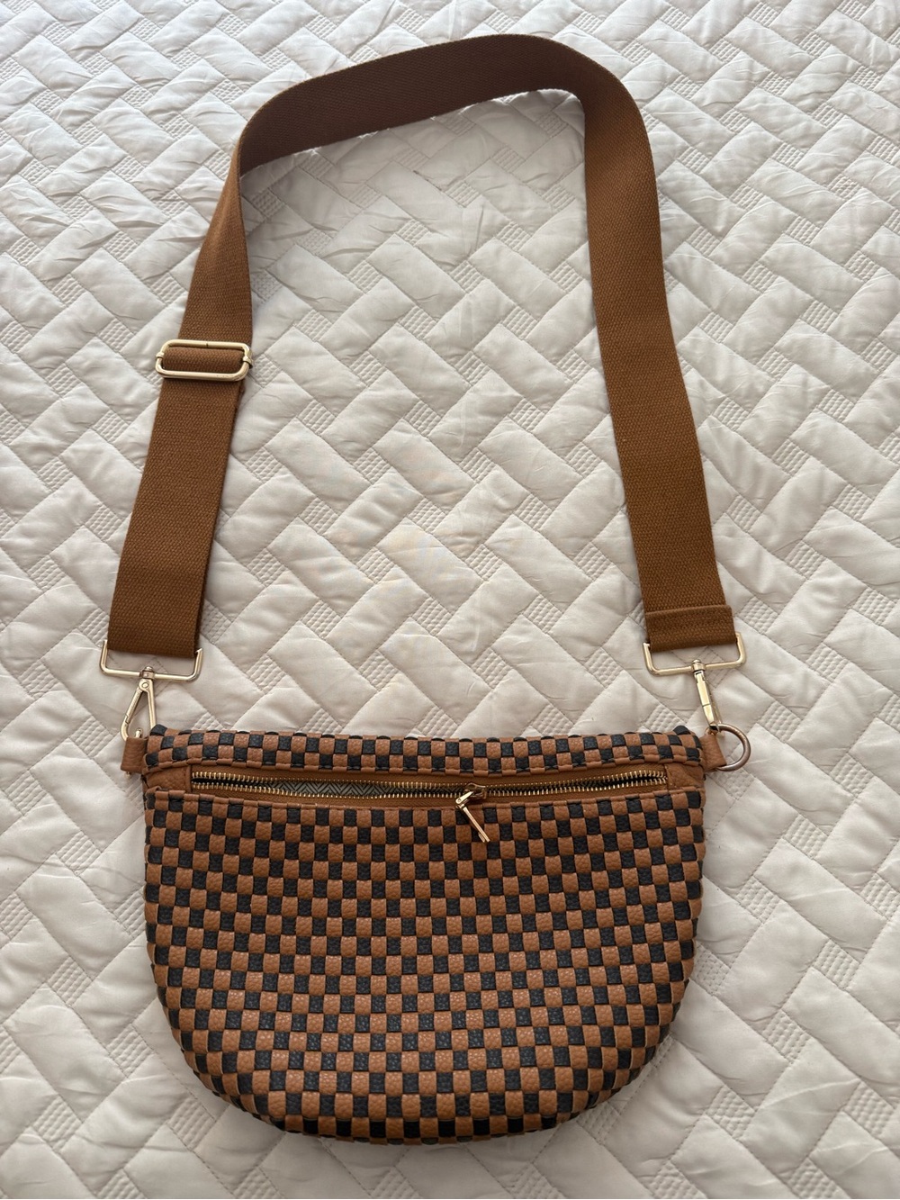 Woven Crossbody Bag – Brown & Black - see description